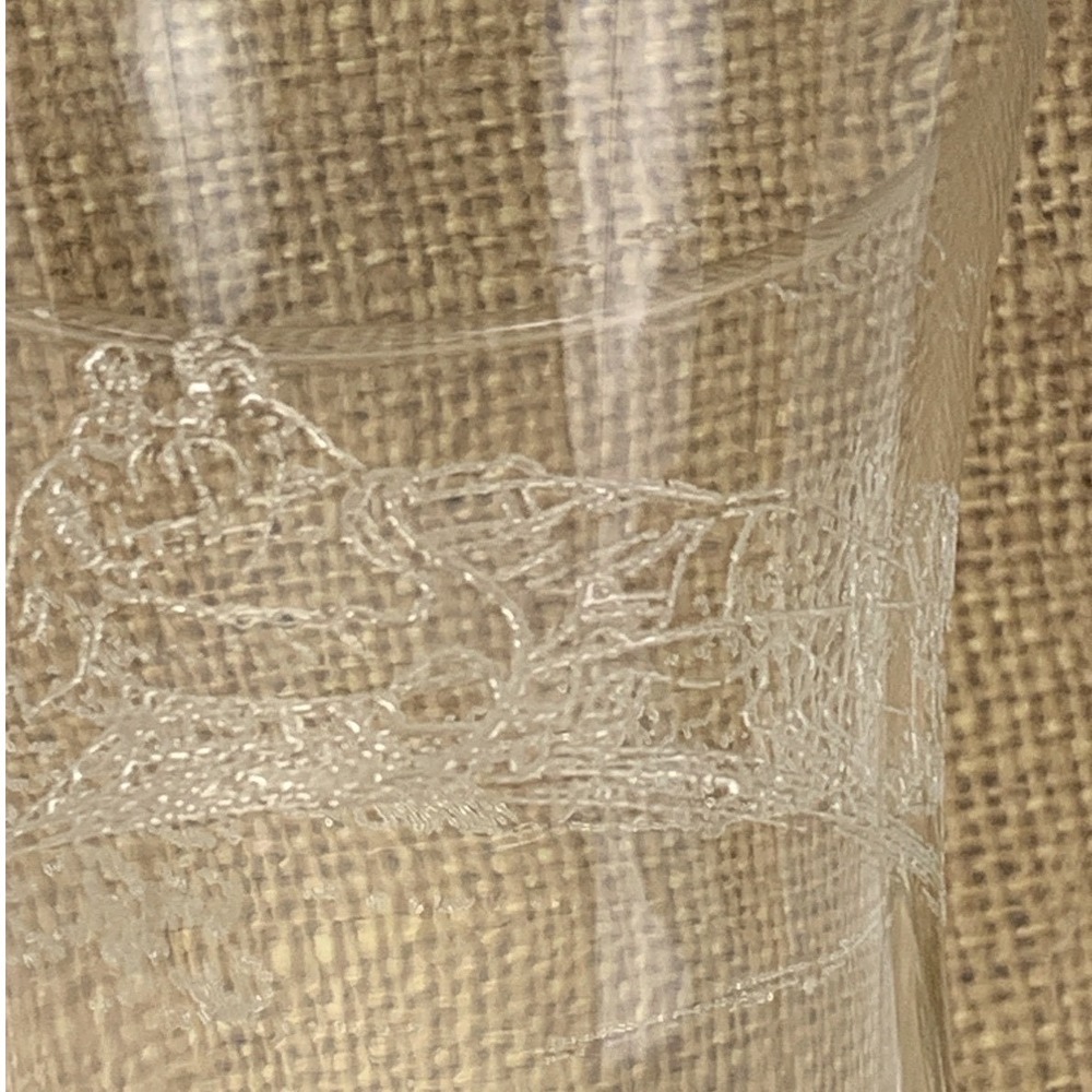 2 Clear Glass Candle Holders Votives Etched Scenic Design Vintage Home Interiors - Picture 2 of 8